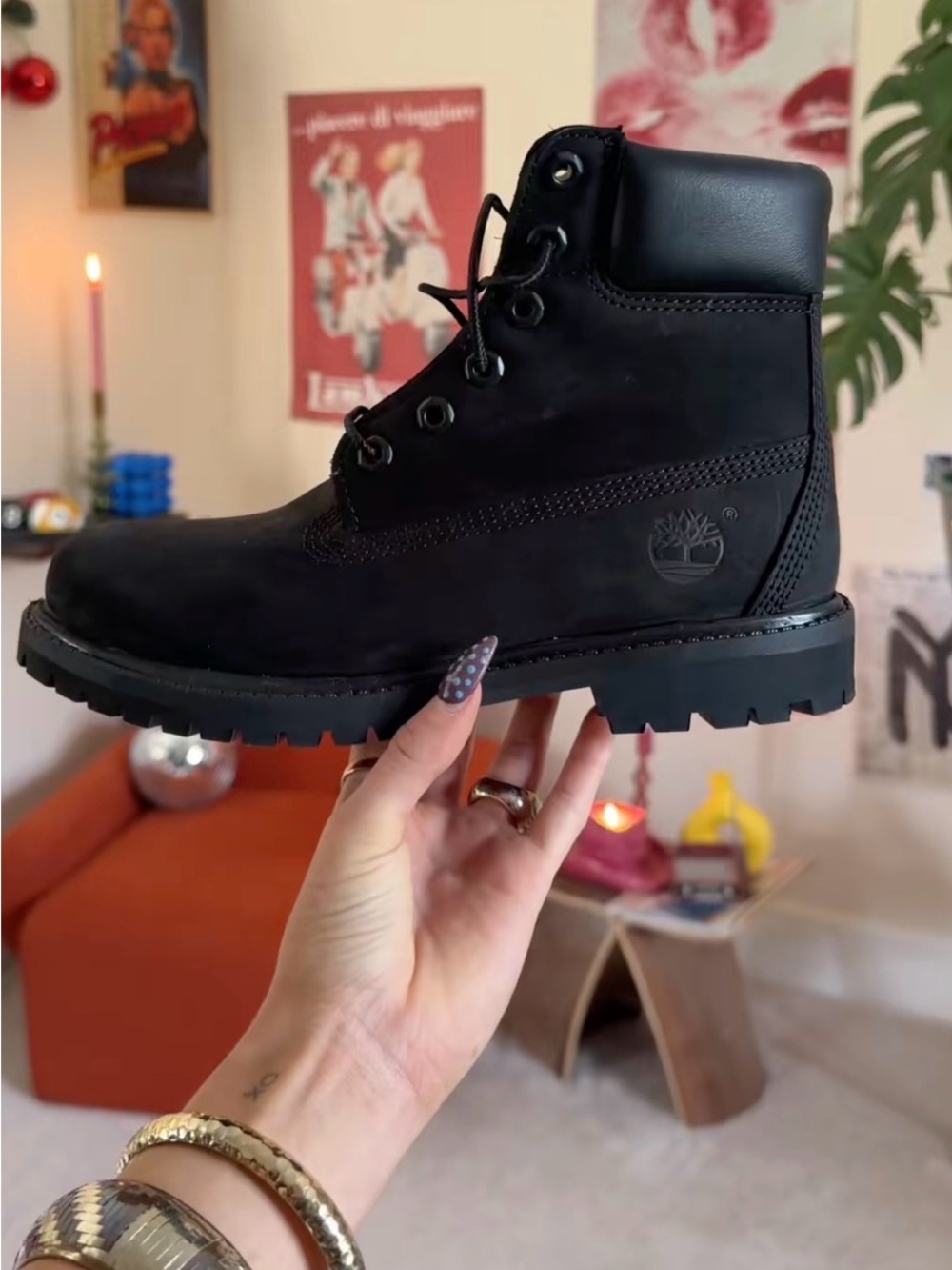 Timberland Black Nubuck Lace-Up Work Boot